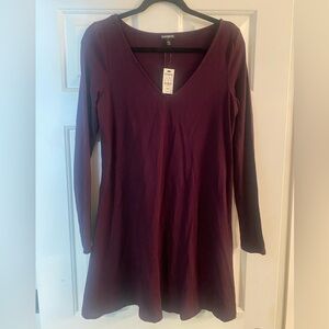 Express Deep Purple V-Neck Long Sleeve Dress NWT